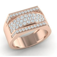 Sjajni rez 2ctw Round Cut Diamond Prong Fancy Muška široka vjenčana prstena od gusta 18k Zlatni FG VS2