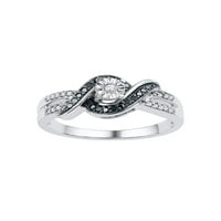 Jewels 10kt bijelo zlato Žene okrugli crni boja Poboljšani dijamantski solitaire prsten CTTW