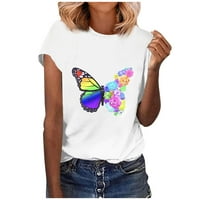 Tking modni ženski kratki rukav kratki rukav majica majica Ljetni povremeni leptir tiskani vrhovi za