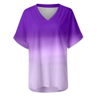 Ženski vrhovi modne gradijentne bluze s bluzom s kratkim rukavima s kratkim rukavima na vrhu Ležerne ljetne duge majice za žene koje se nose sa gamašima