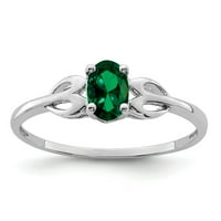 Sterling Srebrna rodirana kreirana Stvorena smaragdna veličina prstena: 8; za odrasle i tinejdžere;