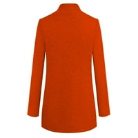 Ženski ležerni kaput s dugim dugim kaputom, kaput od punog boja dugih rukava, narandžasta