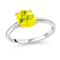 Gem Stone King 1. CT Kanary Mystic Topaz 10k bijeli zlatni prsten sa žutim zlatnim prstenom