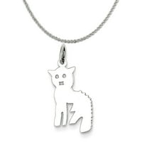 Carat u Karatsu Sterling Silver Cat Charm Privjesak sa srebrnim užad ogrlica od srebra 20 ''