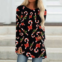 Ružni božićni džemper za žene ženski modni casual dugih rukava s dugim rukavima na vrhu labave bluze tiskane majice, crna, xxl