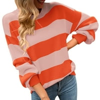Žene Ležerne prilike dugih rukava Stripe pleteni džemper lagani pulover Duks Top džemperi za žene pulover