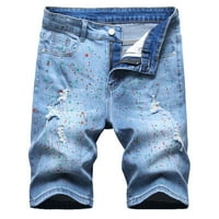 Homodles Muške labave traper kratke hlače - Splice Trendi kratke hlače Plava Veličina 6XL