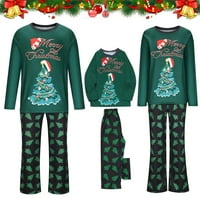 Porodica koja se podudara s božićnim pidžamom set Xmas Tree Dugi rukav Hlače za odmor za spavanje za