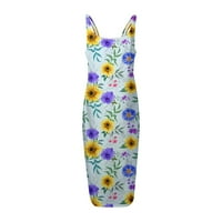 Žene Fit & Flare Dužina koljena Ljetna casual haljina okrugla izrez bez rukava cvjetni ženski haljine