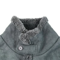 Tking modni muške zimske ovčje jakne tople vune obložene planine Fau janjeće jakne jakne - sivo m