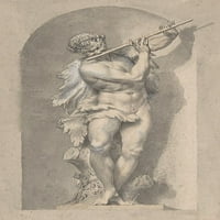 Silhouetted Study of Pan u nišnom posteru Print anonimnim, talijanskim, prvom polovicom 18. vijeka