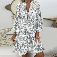 Haljine za plažu za žene plus veličine boho ljeto midi maxi haljina casual labav cvjetni print v izrez