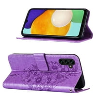 SANIMORE futrola za Samsung Galaxy A 5G, PU kožna koža s luksuznim reljefnim leptirom [ručni remen i