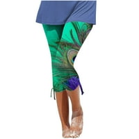 Ženske udobne obrezirane pantalone za slobodno vrijeme Duksevi joga hlače zelena veličina m