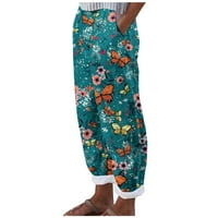 TAQQPUE ženske patkene pantalone cvjetne print harem hlače labave visoke struk široke pantalone za noge