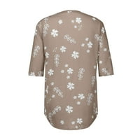 Ljetni vrhovi za žene modne ženske ležerne slobodne o-vrat cvjetni ispis kratkih rukava majica bluza