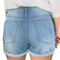 Žene su rastrgane u nemiru s visokim strukom čvrste traper kratke hlače ravno nona kratke hlače Ležerni