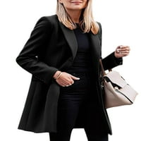 Rejlun Women Cardigan kaput Dugme Solid Color Overcoats Fall Outwear crna 4xl