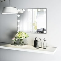 Hollywood Vanity ogledalo sa lampicama, crnim crnim osvetljenim ogledalom sa sijalicama, tablicama ili