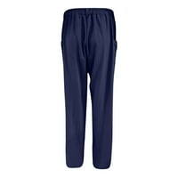 Chino hlače za žene za trening hlače stolar visoki struk Potpuno tanki ravni tamno plavi 3xl