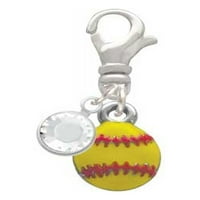 Delight nakit silvertone mini žuto softball - - silvertni kopča na šarmu sa čistom kristalnom padom