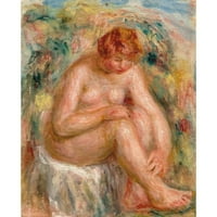 Pierre-Auguste Renoir Black Moderni uokvireni muzej umjetnički print pod nazivom - Gola žena sjedi tri