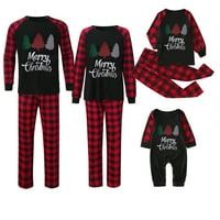 Porodični božićni pidžami Božićni podudaranje pidžama PJS za porodicu crvene plaćene gornje i duge hlače za spavanje pantalona