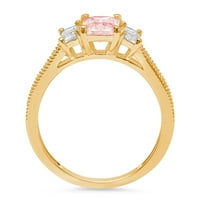 1.82ct smaragdni rez ružičasti simulirani dijamant 14k žuti zlatni godišnjički angažman kamena prstena