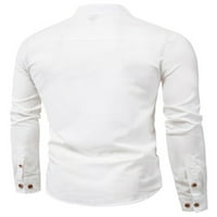 Glookwis muške bluze s dugim rukavima Osnovne majice modna stand-up ovratnik majica vrećice pune boje