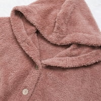 Zimski kaputi za žene čišćenje Žene plus veličina gumba Plišani vrhovi kapuljač sa kapuljačom od vunene