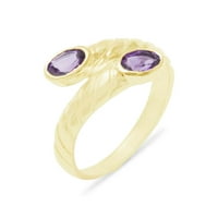 Britanci napravio 14k žuto zlato prirodni ametist ženski prsten za ametist - Opcije veličine - 10. -