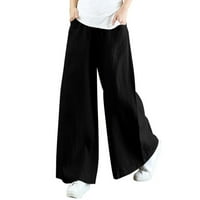 Džepne elastične pantalone za prozračice labave patve i posteljine ženske hlače, casual pantalone za