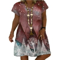 Trowwalk košulje kratkih rukava za ženske trendy Ispis Ljeto Midi haljina Žene Ležerne prilike Boho
