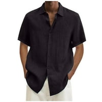 Muške pamučne košulje Ljeto gumbi sa čvrstim bojama niz havajska bluza s kratkim rukavima Labavi fit