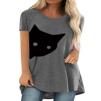 Cindysus dame modna mačka ispis bluza Žene udobnosti pulover raglan rukava ulica kratka torba