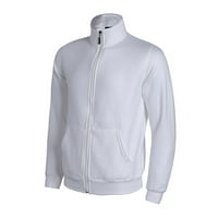 KPOPLK MENS Zip up hoodie casual kaput vježba koja radi aktivna jakna s džepovima bijela, l