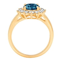 2. CT sjajan ovalni rez prozirni simulirani dijamant 18k žuti zlatni halo pasijans sa accentima prsten sz 8,75