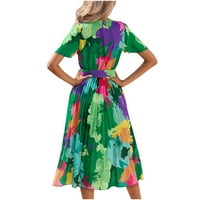 Ljetne haljine za prodaju za žene za žene s kratkim rukavima za ispis cvjetnog uzorka V-izrez Mini Slim