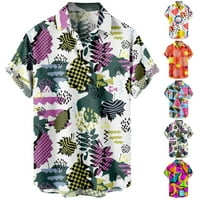 Muška majica s kratkim rukavima, Muškarci Ležerni gumb dolje tropske ljetne kuričke majice