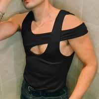 Muški bez rukava izdubljena Slim Fit Vest T majica Tym mišićna bluza Cisterna Top Tee