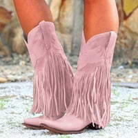 Wofedyo ženske čizme Ženske čizme Udobno povlačenje na petu šiljastim prstima Fringed Boots Western