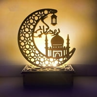 Domaći ukrasi, rukotvorine, ručno rađena 3D Drvena mjesečana zvijezda LED rasvjeta, ramazan Mubarak