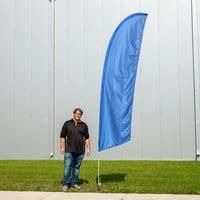 Vispronet - premium srednje plavo kit od pero - 13ft pletena poliesterska zastava s pol setom visokog vjetra, prizemnim šiljkom, prekrižja zastava i težina - obojena u SAD-u - obojena u SAD-u