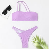 Ženski ljetni čvrsti višebojni dizajn Jednostavni bikini kupaći kostim dva seta