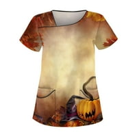 Apepal ženska ležerna Halloween tiskana na plaškom s kratkim rukavima s dvostrukim džepom Top svijetlo siva 3xl