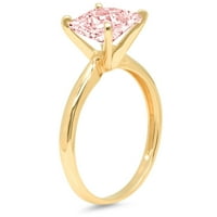 2.5ct Princess rez ružičasti simulirani dijamant 18k žuti zlatni gravirajući izjavu godišnjica Angažovanje