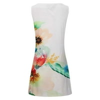 Finelylove sunčane haljine casual maxi haljina a-line visoko-nisko-niske cvjetne bijele m