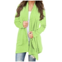 Yubatuo ženska modna kazna puna boja dugih rukava s dugim rukavima kardigan jakna kaputi za žene zelene s