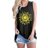 Ženski vrhovi Žene Smiješni grafički prsluk Workout Cami Sunflower majica Flowy Tunic Bluse Slatko