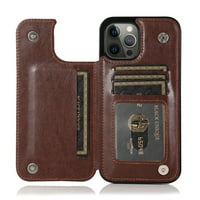 Dteck futrola za iPhone pro max, udarni gumeni hibridni uzorak kožne držač kartice Wallet Flip Case Kickstand Poklopac za iPhone Pro MA, Brown